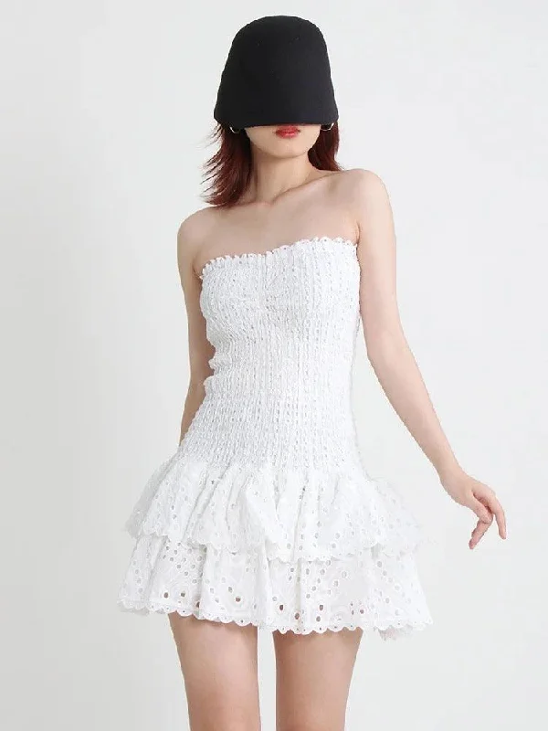 Elegant women’s prom dress with embroidered details -Sorrento Luxe Summer Dress in White
