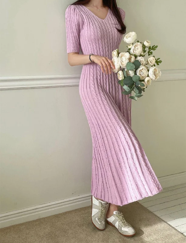 Women’s glamorous navy prom dress for a timeless style -Unibic Knitted Dress