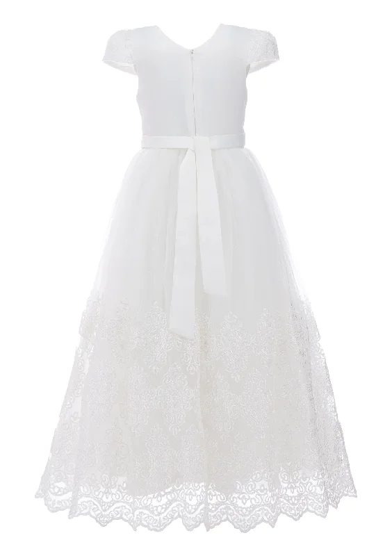 Women’s soft pink satin prom dress for graceful look -White Beaumont Teacup Gown