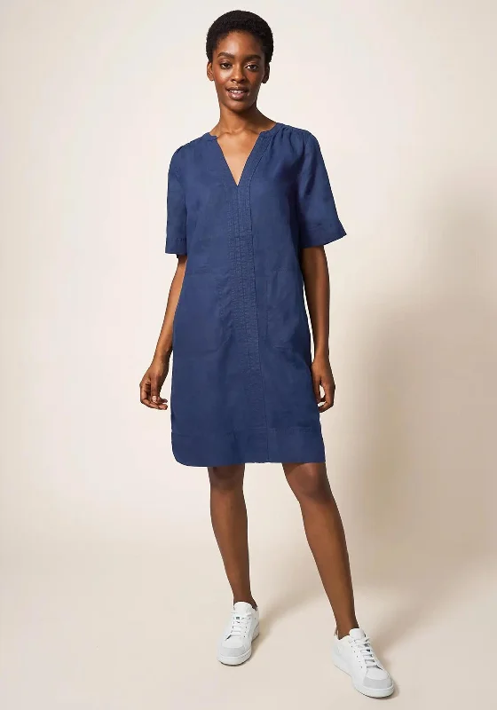 Women's wrap dresses with concert-inspired outfits-White Stuff June Linen Tunic Dress, Navy Women's wrap dresses with concert-inspired outfits-White Stuff June Linen Tunic Dress, Navy