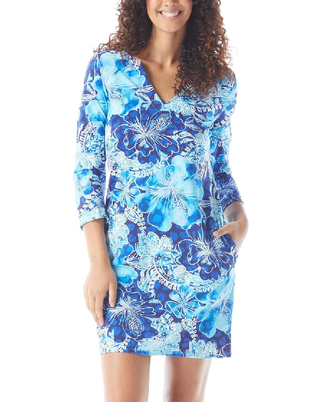 Women's wrap dresses with dinner-inspired wedding guest accessories-Beach House Quinn Split Neck Tunic Dress Women's wrap dresses with dinner-inspired wedding guest accessories-Beach House Quinn Split Neck Tunic Dress