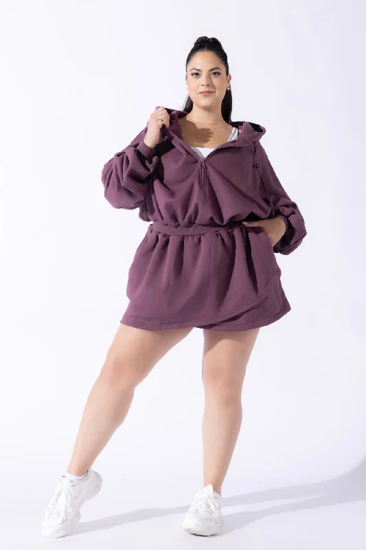 Day dress with cap sleeves for cute look -Game Day Dress - Deep Plum