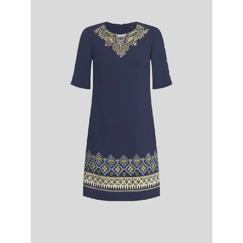 Wrap dresses for summer holiday wedding attire-Geometric Pattern Tunic Dress