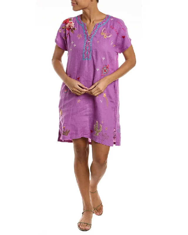 Women's wrap dresses with cocktail-inspired wedding guest outfits-Johnny Was Monroe Linen Tunic Dress Women's wrap dresses with cocktail-inspired wedding guest outfits-Johnny Was Monroe Linen Tunic Dress
