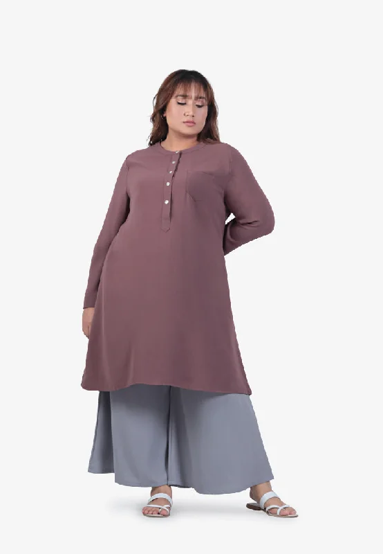 Wrap dresses for summer dinner parties-Laticia Stand Collar Tunic Dress - Dusty Rose Wrap dresses for summer dinner parties-Laticia Stand Collar Tunic Dress - Dusty Rose