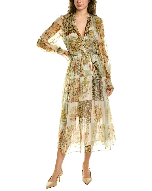 Wrap dresses for summer fashion shows-Oscar de la Renta Patchwork Silk Tunic Dress
