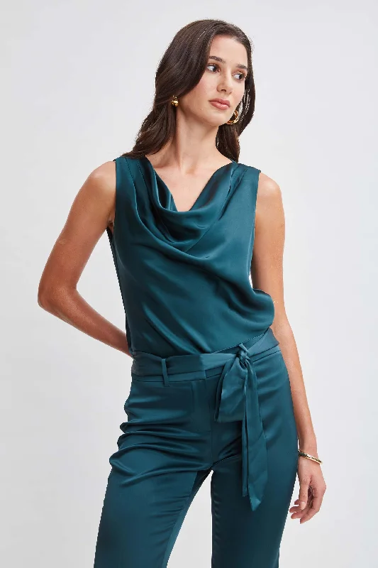 Women’s doll dress with sequins details -Satin Cowl Top