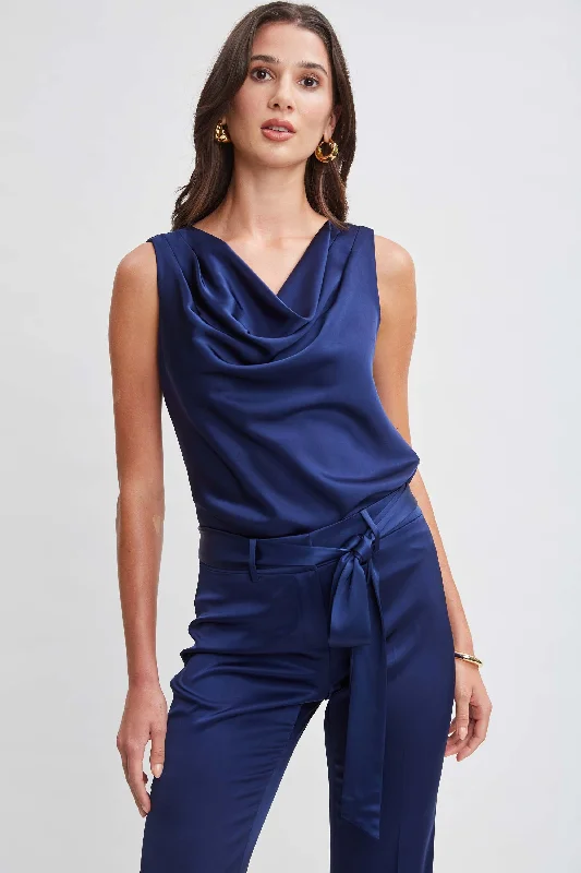 Women’s doll dress with puff sleeves and ruffles -Satin Cowl Top