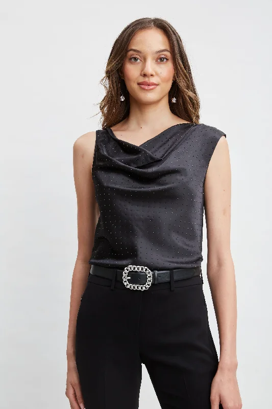 Women’s doll dress for a special evening -Satin Crystal Cowl Top