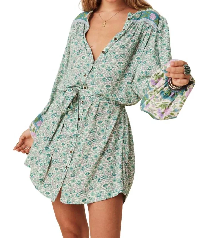 Women's wrap dresses with sports-inspired wedding guest accessories-Sienna Tunic Dress In Jade Women's wrap dresses with sports-inspired wedding guest accessories-Sienna Tunic Dress In Jade