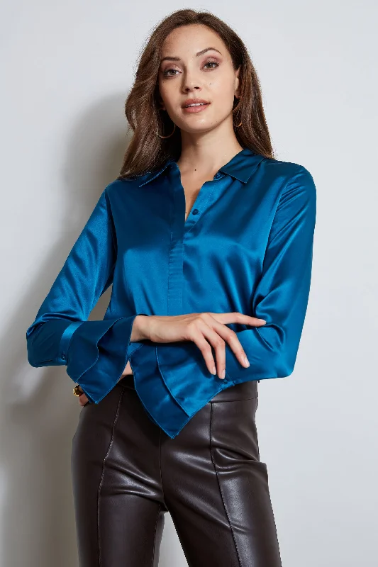 Women’s doll dress with draping fabric -Silk Satin Ruffle Cuff
