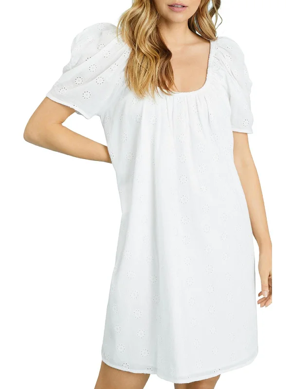 Wrap dresses for summer holidays-Summer Fling Womens Casual Eyelet Tunic Dress