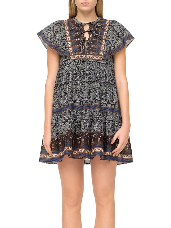 Women's wrap dresses with festival-inspired wedding fashion trends-Womens Printed Above Knee Tunic Dress Women's wrap dresses with festival-inspired wedding fashion trends-Womens Printed Above Knee Tunic Dress