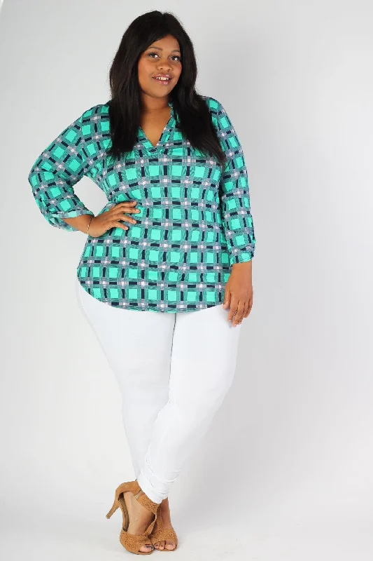 Women’s doll dress with sequined fabric -Nautical Checkered Top