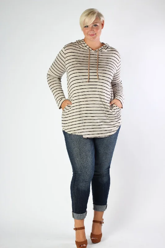 Women’s doll dress with sheer elements -Nautical Stripe Hooded Tunic