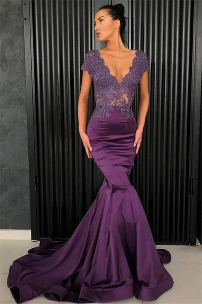 Sexy women’s party dress for a fun night out -Chic V-neck short sleeve evening gown mermaid beaded long dress gh2366 Sexy women’s party dress for a fun night out -Chic V-neck short sleeve evening gown mermaid beaded long dress gh2366