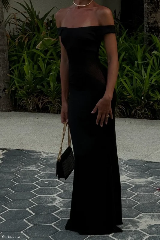 Chic women’s dress for a summer cocktail party -Desmond Slinky Maxi Dress With Diamante - Black Chic women’s dress for a summer cocktail party -Desmond Slinky Maxi Dress With Diamante - Black