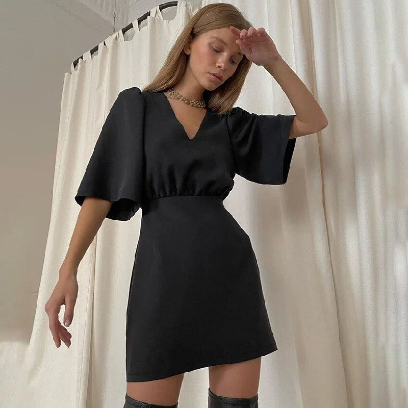 Classic women’s party dress with chiffon fabric -Elegant Casual V-Neck Party Dress