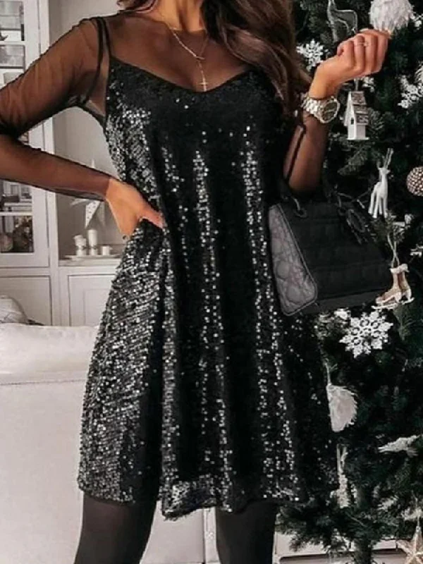 Women’s party dress for summer cocktail parties -Elegant Sequin Party Dress