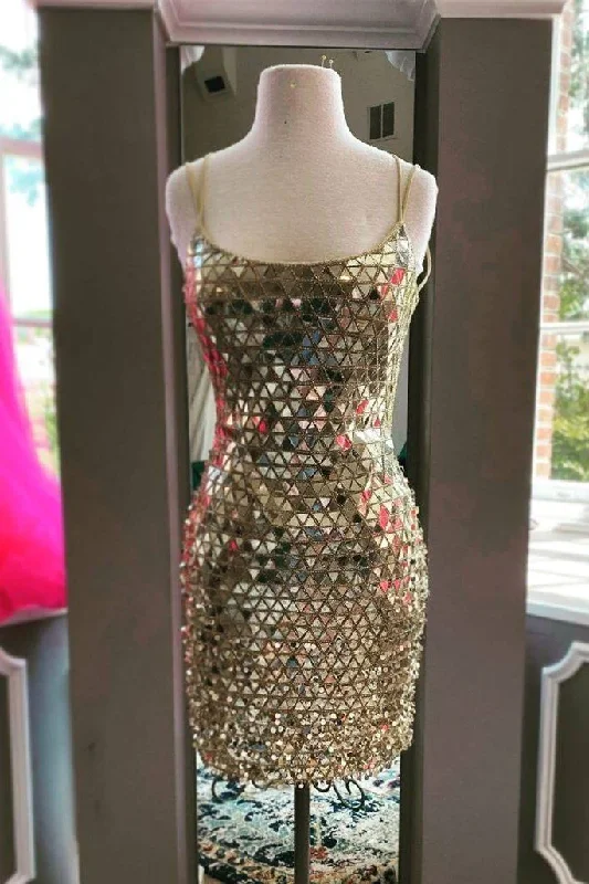 Chic women’s dress for a fun night out -Gold Sequins Tight Short Homecoming Dress gh1216 Chic women’s dress for a fun night out -Gold Sequins Tight Short Homecoming Dress gh1216