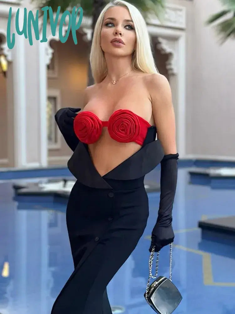 Stylish women’s party dress for summer nights -Lunivop Women Summer Luxury Sexy Strapless Cut Out Flower Gloves Black Maxi Long Gowns Elegant Evening Party Club Dress Stylish women’s party dress for summer nights -Lunivop Women Summer Luxury Sexy Strapless Cut Out Flower Gloves Black Maxi Long Gowns Elegant Evening Party Club Dress