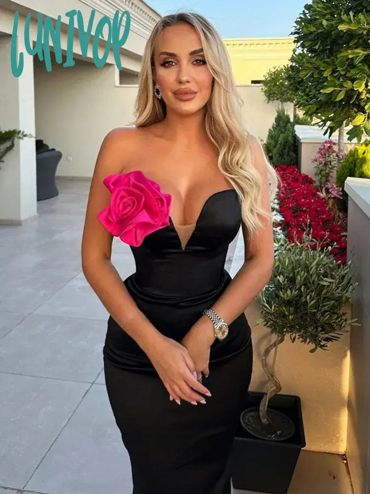 Women’s cocktail dress with backless design -Lunivop Women Summer Sexy Strapless Backless Flower Patchwork Maxi Long Bandage Dress Elegant Evening Club Party Dress Women’s cocktail dress with backless design -Lunivop Women Summer Sexy Strapless Backless Flower Patchwork Maxi Long Bandage Dress Elegant Evening Club Party Dress
