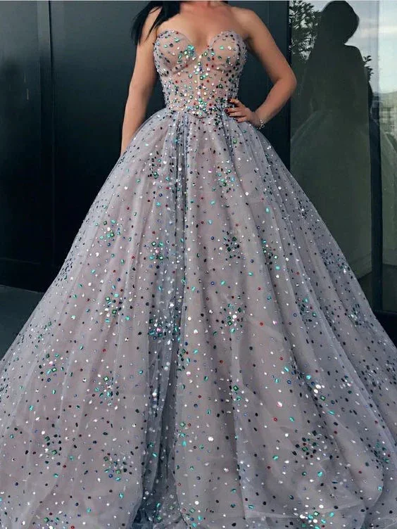 Women’s chiffon party dress for cocktail hour -Princess Strapless Sweetheart Beads Ball Gown Rhinestone Prom Dress with Long Sparkly gh2329 Women’s chiffon party dress for cocktail hour -Princess Strapless Sweetheart Beads Ball Gown Rhinestone Prom Dress with Long Sparkly gh2329