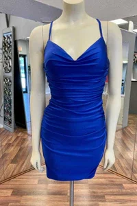 Women’s cocktail party dress for a night out -Royal Blue V-Neck Ruched Fitted Short Homecoming Dress gh1282 Women’s cocktail party dress for a night out -Royal Blue V-Neck Ruched Fitted Short Homecoming Dress gh1282