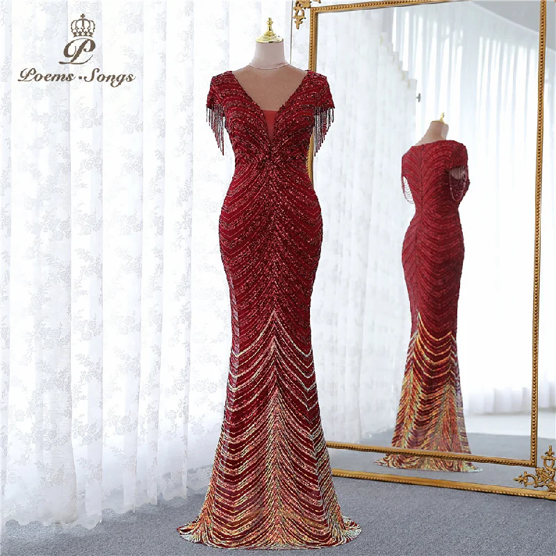 Women’s halter neck party dress for elegant look -Short Sleeve Beaded  Dress