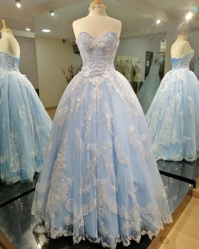 Women’s glamorous dress for fancy evening events -Sweetheart Light Blue Ball Gown gh2307 Women’s glamorous dress for fancy evening events -Sweetheart Light Blue Ball Gown gh2307