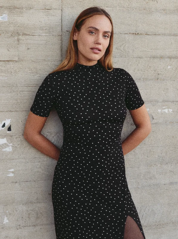 A-line cocktail dress for flattering shape -Robe Cut Galaxy Dots