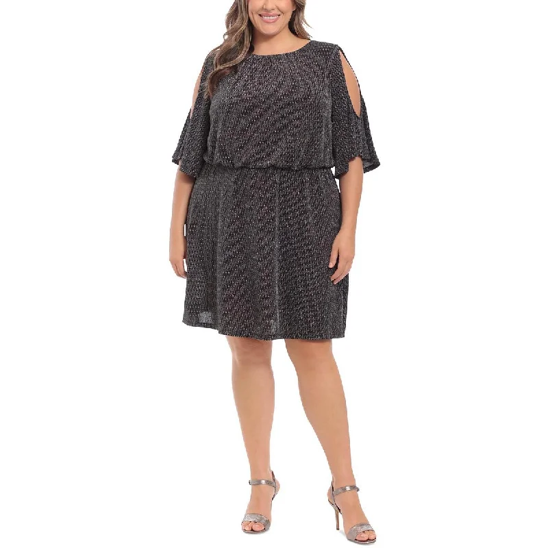 Women's wrap dresses for summer-London Times Womens Plus   Metallic Drape Tunic Dress