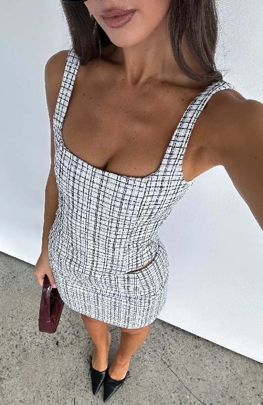 Women’s doll dress for evening celebrations -Holding Hands Tweed Bustier White/Black