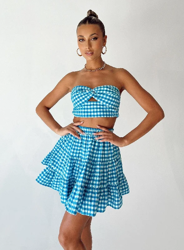 Women’s doll dress with tulle overlay -Alister Set Blue
