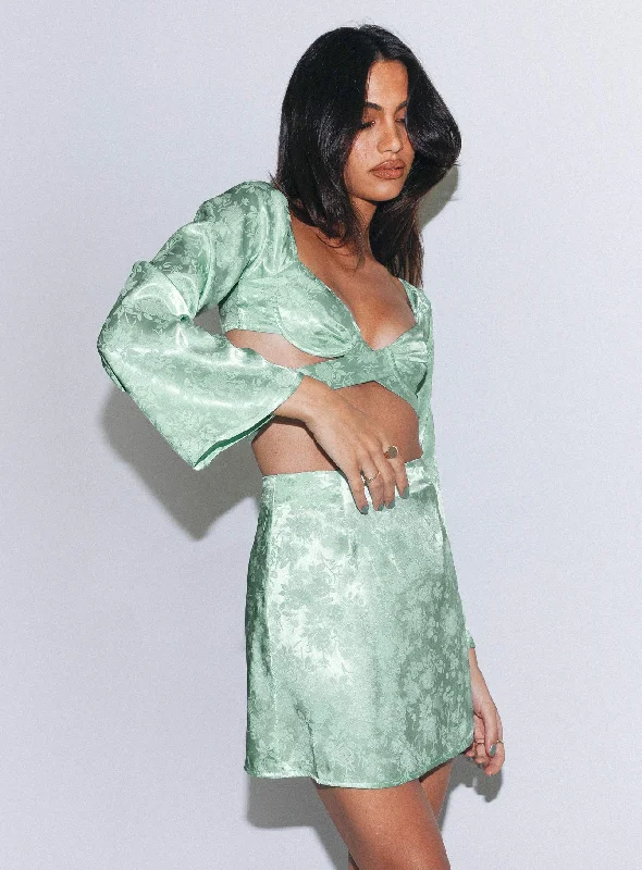 Women’s doll dress for evening cocktails -Antonia Set Green