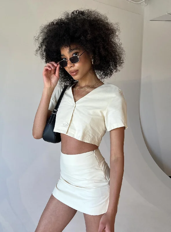 Women’s doll dress with high collar -Elianna Set Beige