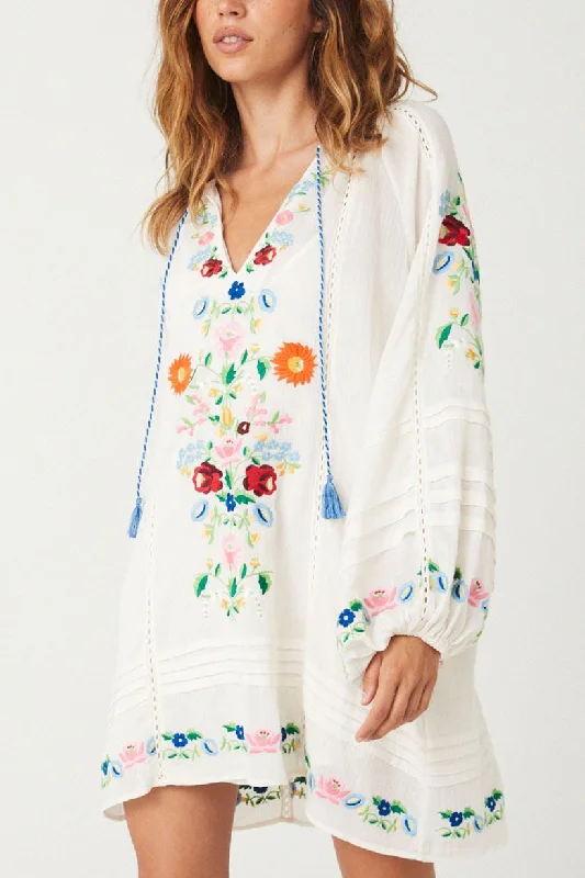 Wrap dresses for winter parties-Florapaloosa Embroidered Tunic Dress
