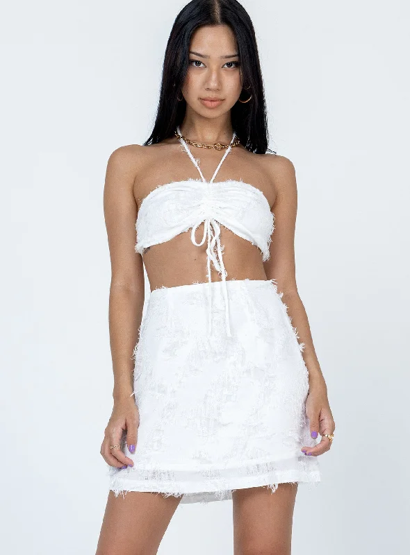 Elegant doll dress for women’s evening wear -James Set White