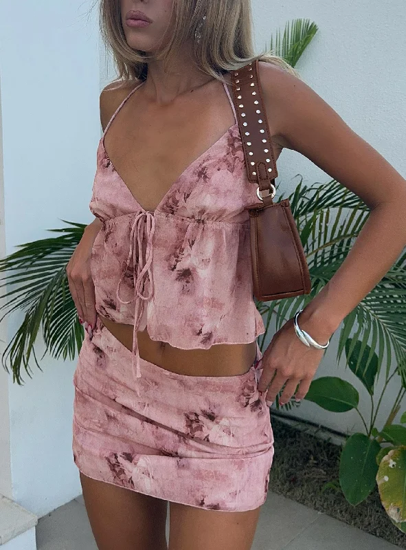 Women’s doll dress with flowing fabric -Mauro Set Pink Antique Floral