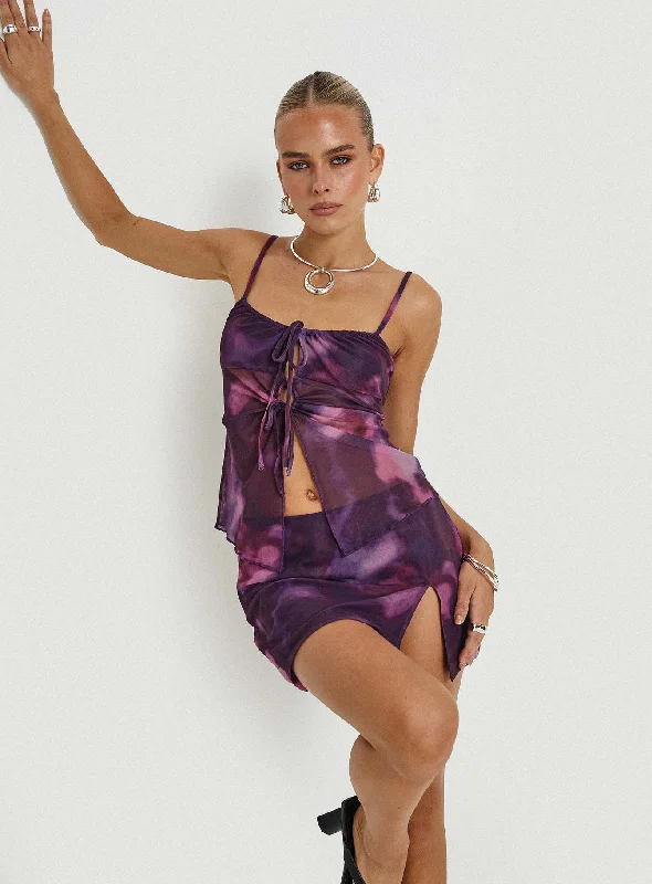 Women’s doll dress with open front -Northard Set Purple Multi