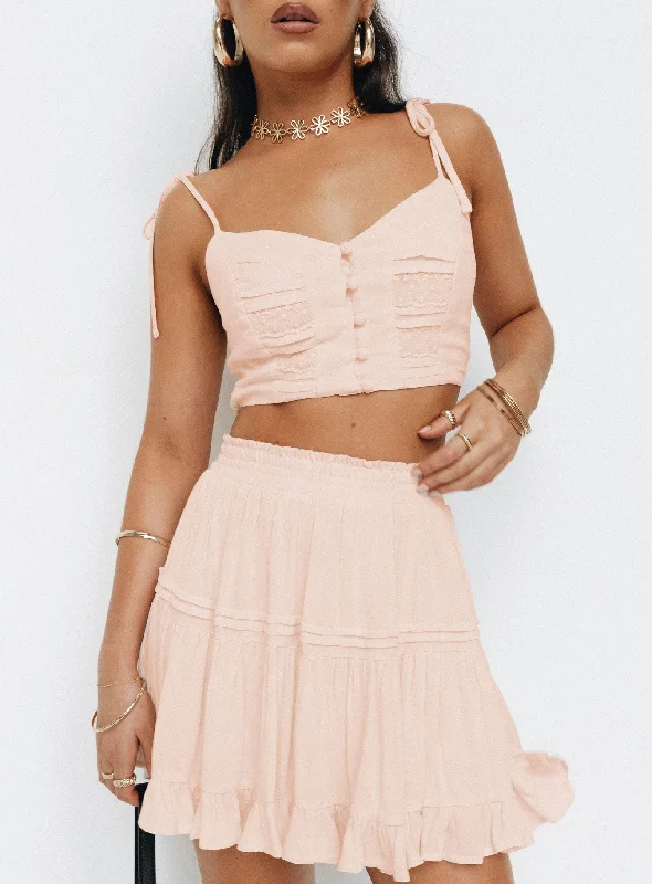 Women’s doll dress with soft fabric draping -Sadie Set Soft Pink