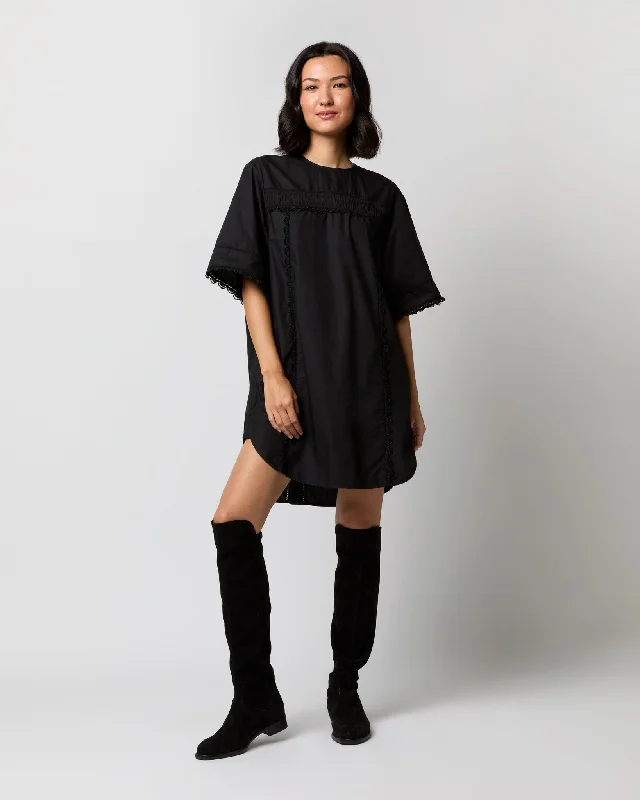 Women's wrap dresses with glitter-Diyana Tunic Dress in Noir