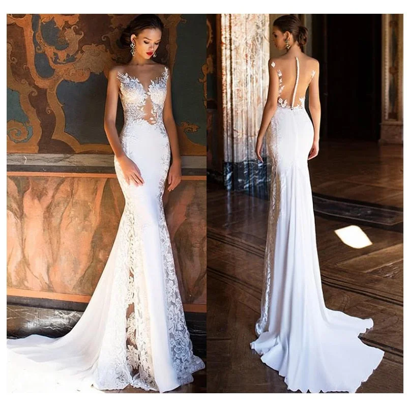 Cinessd Back to school 2022 White Lace Beach Wedding Dresses Lace Appliques Lorie Mermaid Bride Gowns Sexy See Through Floor Length Wedding Gowns Cinessd Back to school 2022 White Lace Beach Wedding Dresses Lace Appliques Lorie Mermaid Bride Gowns Sexy See Through Floor Length Wedding Gowns