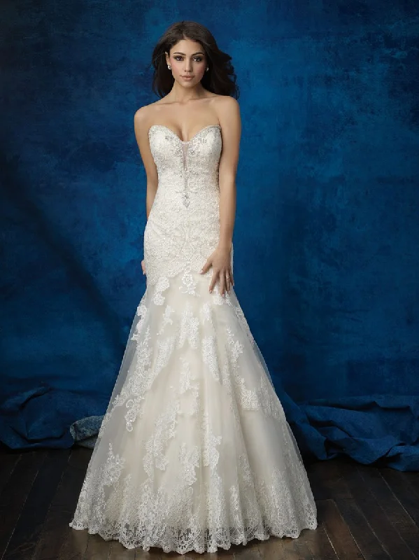 Wedding dress with delicate floral lace back -Allure Bridals - 9376 Sample Gown