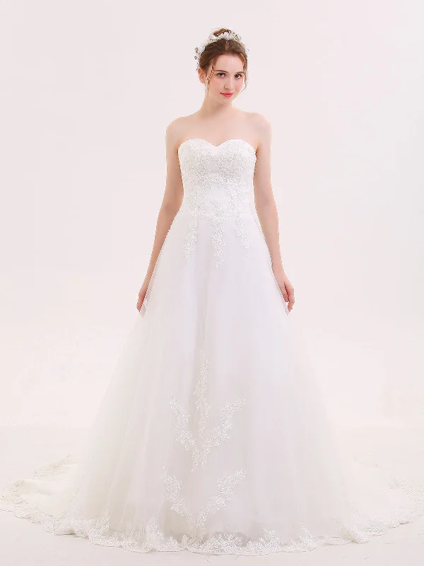 Strapless Sweetheart Neck Wedding Gown-Ivory