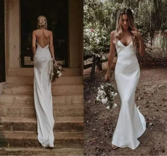 Backless Sexy Wedding Dresses Mermaid Spaghetti Straps Boho Rustic Bride Dress For Women cg25093 Backless Sexy Wedding Dresses Mermaid Spaghetti Straps Boho Rustic Bride Dress For Women cg25093