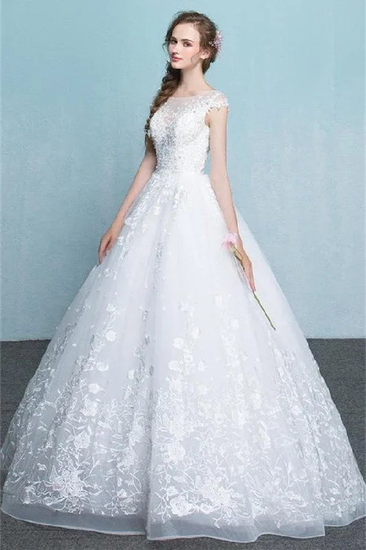 Bridal gown with A-line shape for flattering silhouette -Beautiful Backless Lace Tulle Long A-line Lace Up Wedding Dress W30 Bridal gown with A-line shape for flattering silhouette -Beautiful Backless Lace Tulle Long A-line Lace Up Wedding Dress W30