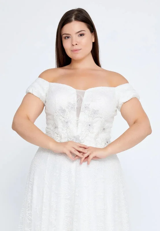 Bridal gown with lace-up back for fitted look -Beautiful Plus Size Wedding Dress