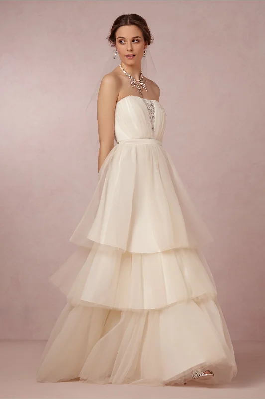 A-line wedding dress for flattering shape -BHLDN Badgley Mischka Faye Gown