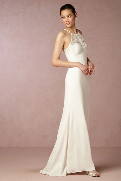 Wedding dress with floral lace for delicate design -BHLDN Badgley Mischka Julianne Gown